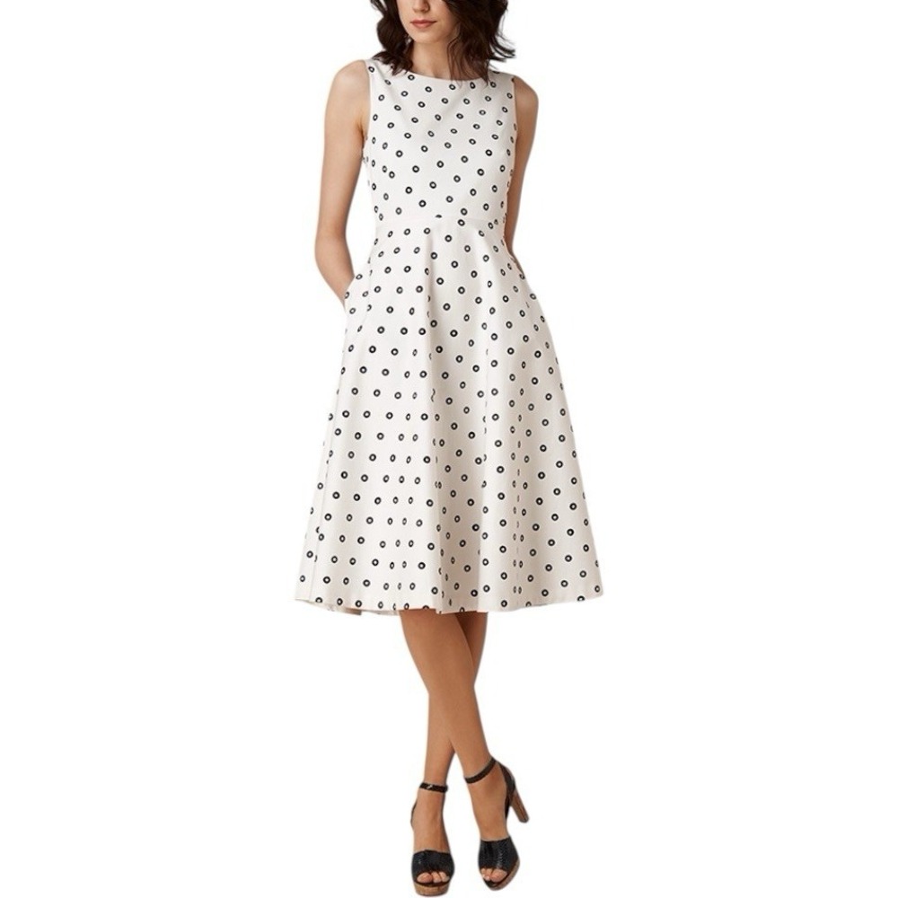 L.K. Bennett London‎ Women's The Octavia Hoop Print Dress Retro Style  Size 8
